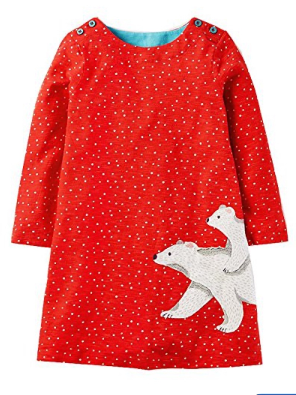 Mini Boden Red Polar Bear Appliqué Dress